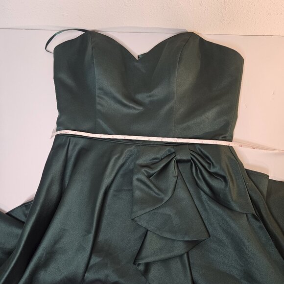 Womens Sweetheart Neckline Ruffled Whimsical Glam Strapless Dress Sz 7 HOCO GRN - Picture 7 of 16